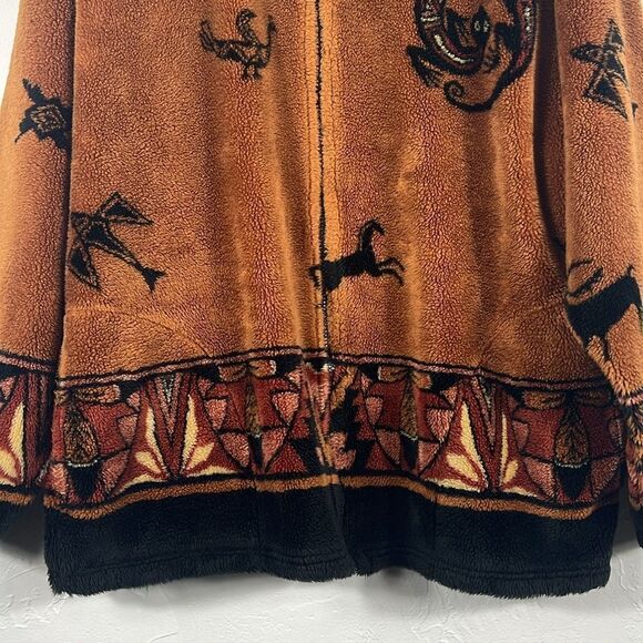 🔥 Vintage BEAR RIDGE Sherpa Fleece Full Zip Jacket Aztec Native American Print - Picture 3 of 10